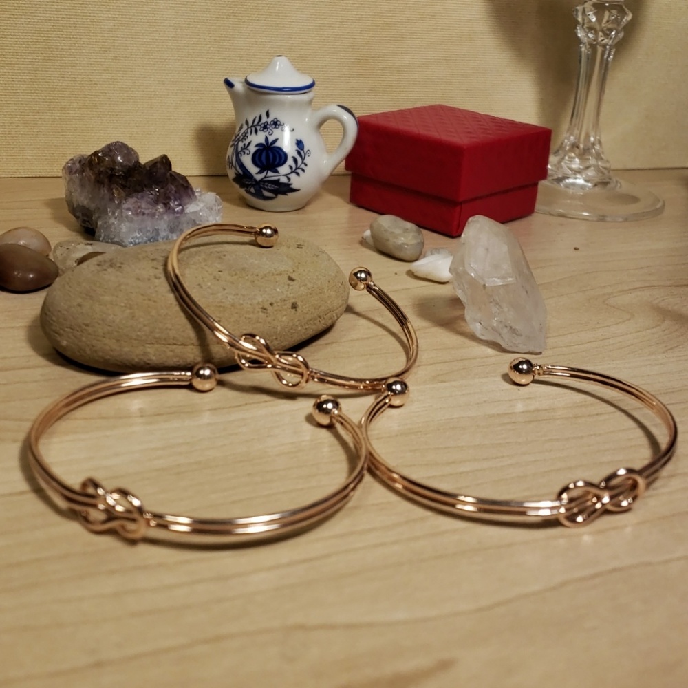 Handmade Double Knot Rose Gold Or Silver Over Titanium Cuff Bracelet